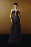 Strapless Tulle and Sequin Cutout Gown