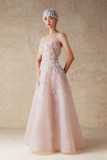Sheer Tulle Gown with Attached Water Drops