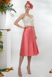 White Lace Corset and Belt-Like Detail Short Skirt