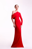 Red Crepe Cape Gown