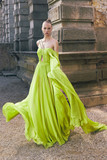 Embroidered One Shoulder Mousseline Gown