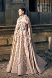 Embroidered Tulle Gown  with Cape