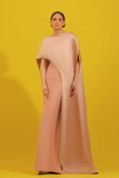 Crepe and Satin Cape Gown