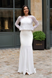 Crepe Gown with Embroidery
