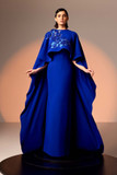 Crepe Cape Gown with Lace