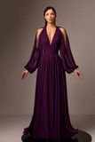 Exposed Back Crepe Georgette Gown