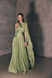 Asymmetrical Pleated Mousseline Gown
