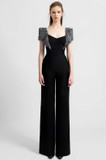 Straight-Cut Jumpsuit with Beaded Shoulders