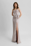 Strapless Beaded Mesh Dress
