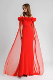 Off-Shoulder Cape Sleeve Dress