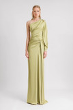 One Shoulder Draped Satin Gown
