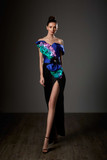 Satin Multicolored Slim Slit Gown