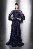 Embellished Long Sheer Sleeve Dress