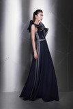 Ruffled Sleeveless V-Neck Gown