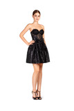 Black Sequin Strapless Cocktail Dress