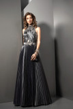 Embellished Halter Neck Pleated Gown