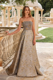 Beaded Brocade Gown