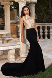 Draped Brocade and Crepe Gown