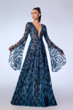 Beaded Tulle V-Neck Gown