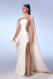 Taffeta Cape and Crepe Gown