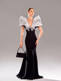 Short Sleeve Beaded Gown