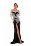 Off Shoulder Gown with Thigh-High Slit