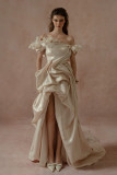 High-Low Off-Shoulder Gown