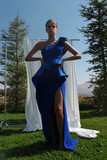 Crepe and Satin Slit Gown