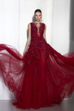Sleeveless Illusion Neck A-Line Gown
