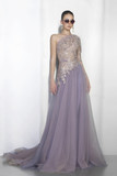 One  Sleeve Embroidered Tulle Gown