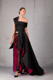 Draped Shoulder Half Split Gown