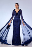 V-Neck Lace Gown