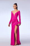 V-Neck Crepe Gown