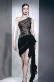 One Shoulder Dress with Asymmetrical Skirt