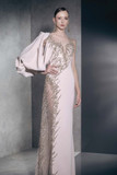 Embellished One Puffy Sleeve Gown