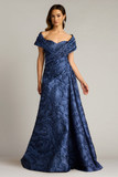 Textured Crepe Portrait Collar Gown