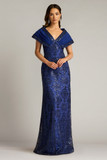 Paillette Gown with Textured Crepe Portrait Collar
