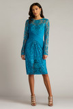 Textured Crepe Paillette Embroidered Tulle Dress