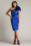 Textured Crepe and Taffeta One Shoulder Dress