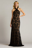 Paillette Embroidered Tulle Halter Gown