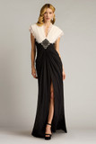 Textured Crepe Contrast Gown