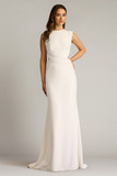 Textured Crepe Sleeveless Gown with Exposed Back