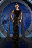 Crepe and Organza Sequin Gown