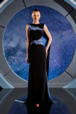 Beaded Sleeveless Gown with Cape