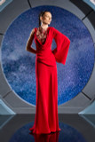 Wide One Sleeve Crepe Gown