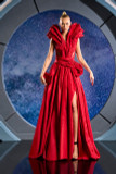 Pleated Taffeta Gown