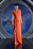 Crepe Gown with High Slit