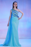 Crepe Beaded One Shoulder Gown