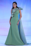 Crepe Gown with Organza Ruffles
