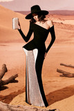 Asymmetrical Crepe Sequined Gown